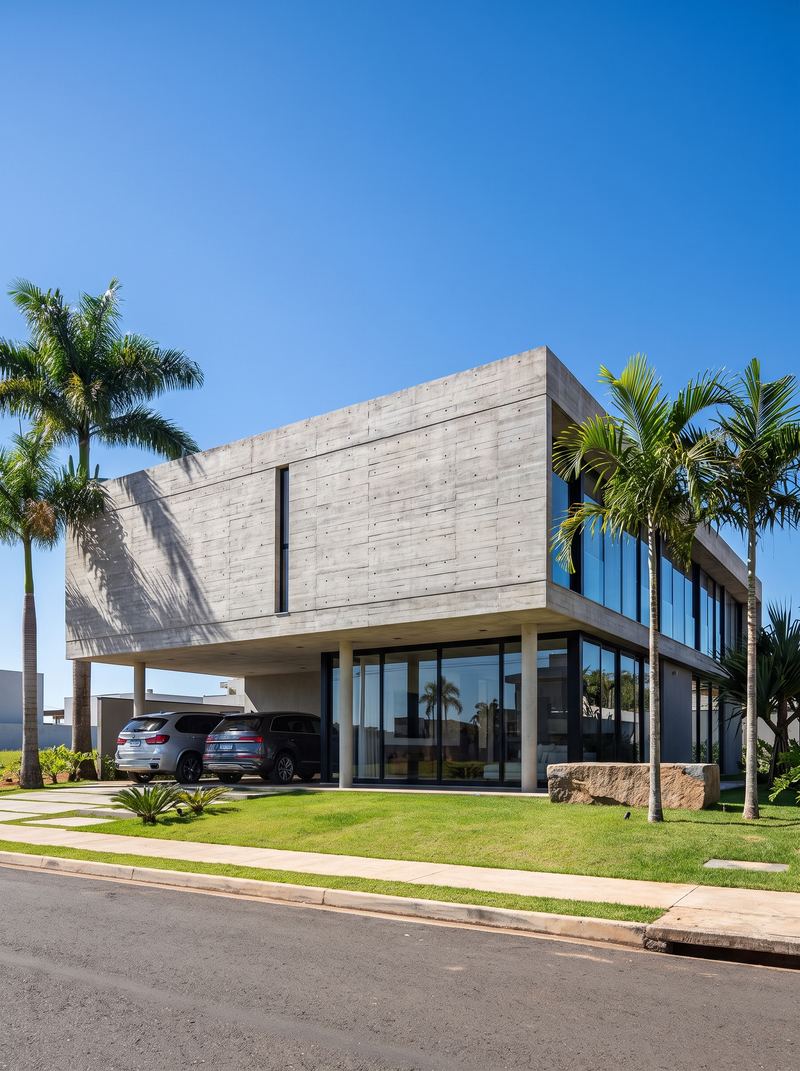 Residência Monólito, residential architectural rendering, Uberlândia, MG, Brazil